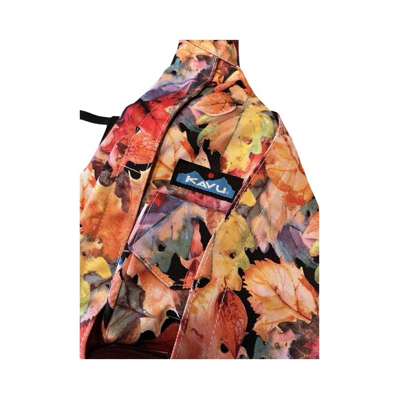 KAVU Rope Sling Crossbody Bag Leaf Me Be 10L HTF Autumn Fall Leaves Print - Picture 2 of 8